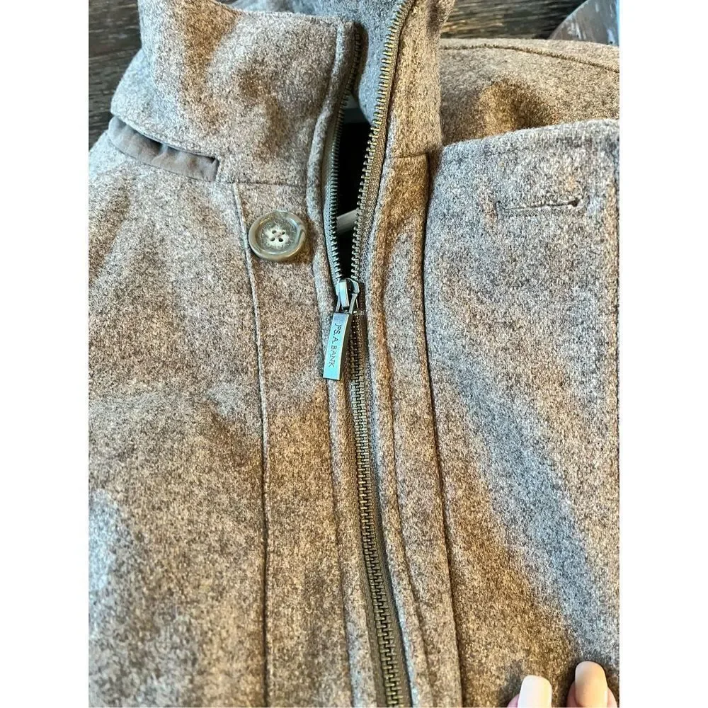 Jos. A. Bank Tan Marled Wool Blend Button Zipper Cost sz LL or 44-48” EUC